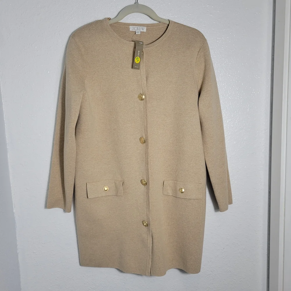 J Crew Long Giselle sweater blazer CF095 Size XS Tan